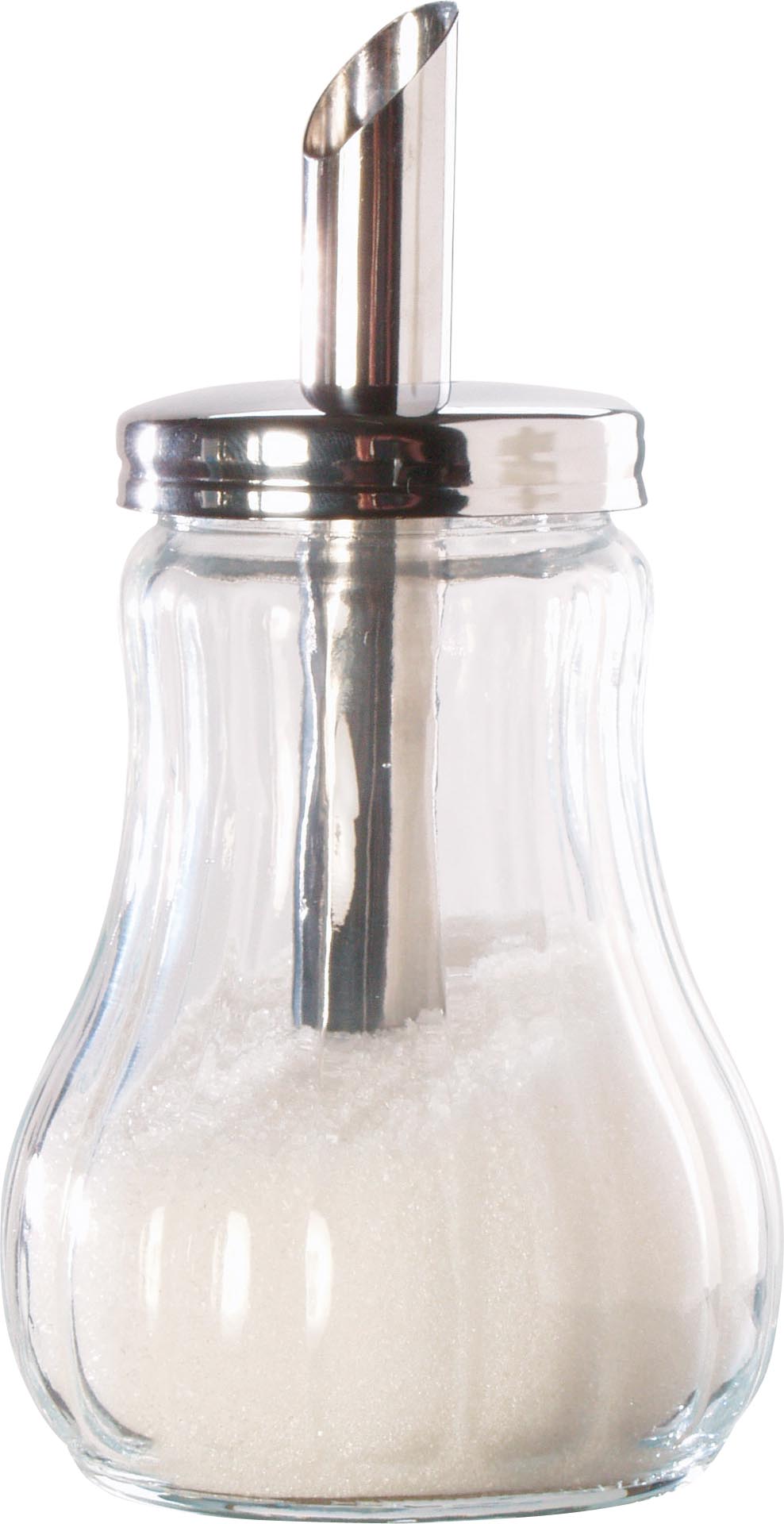 Zuckerstreuer VE6    14cm Glasbehälter mit Edelstahlkappe 18/10.