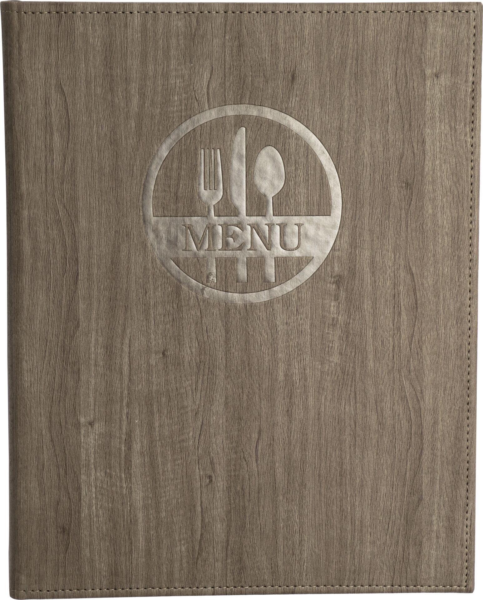 Speisekarte "Madera" A4 Kunstleder mit "MENU"-Logo und BS braun