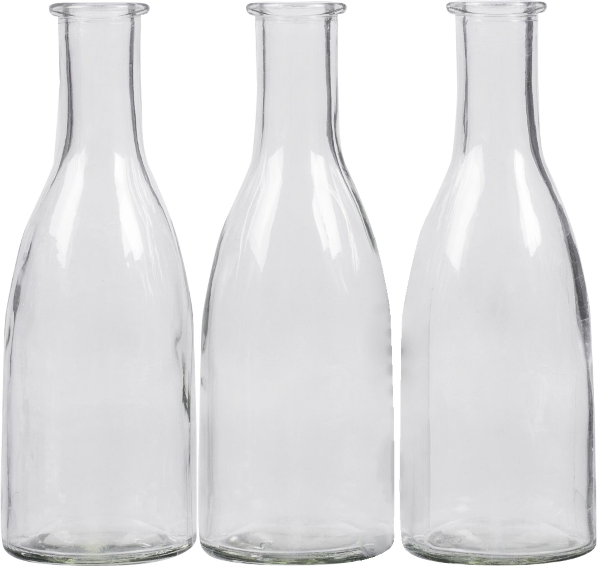 Vase "Bottle" Ø6,5/3,5 H:18,5cm Glas 3er Pack