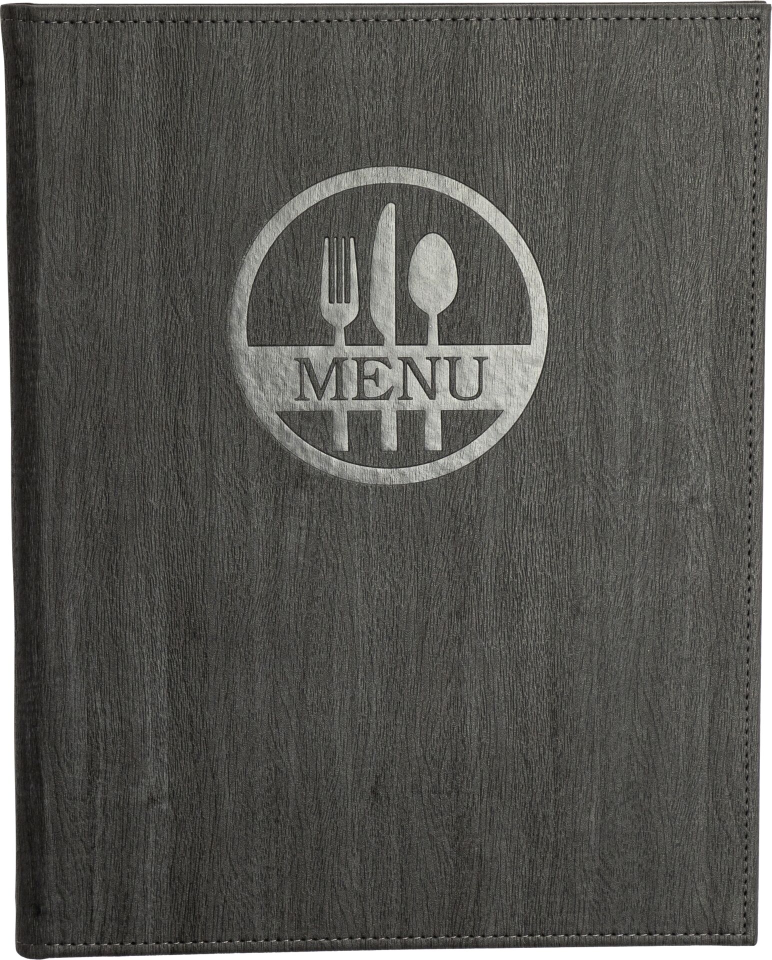 Speisekarte "Madera" A4 Kunstleder mit "MENU"-Logo und BS anthrazit