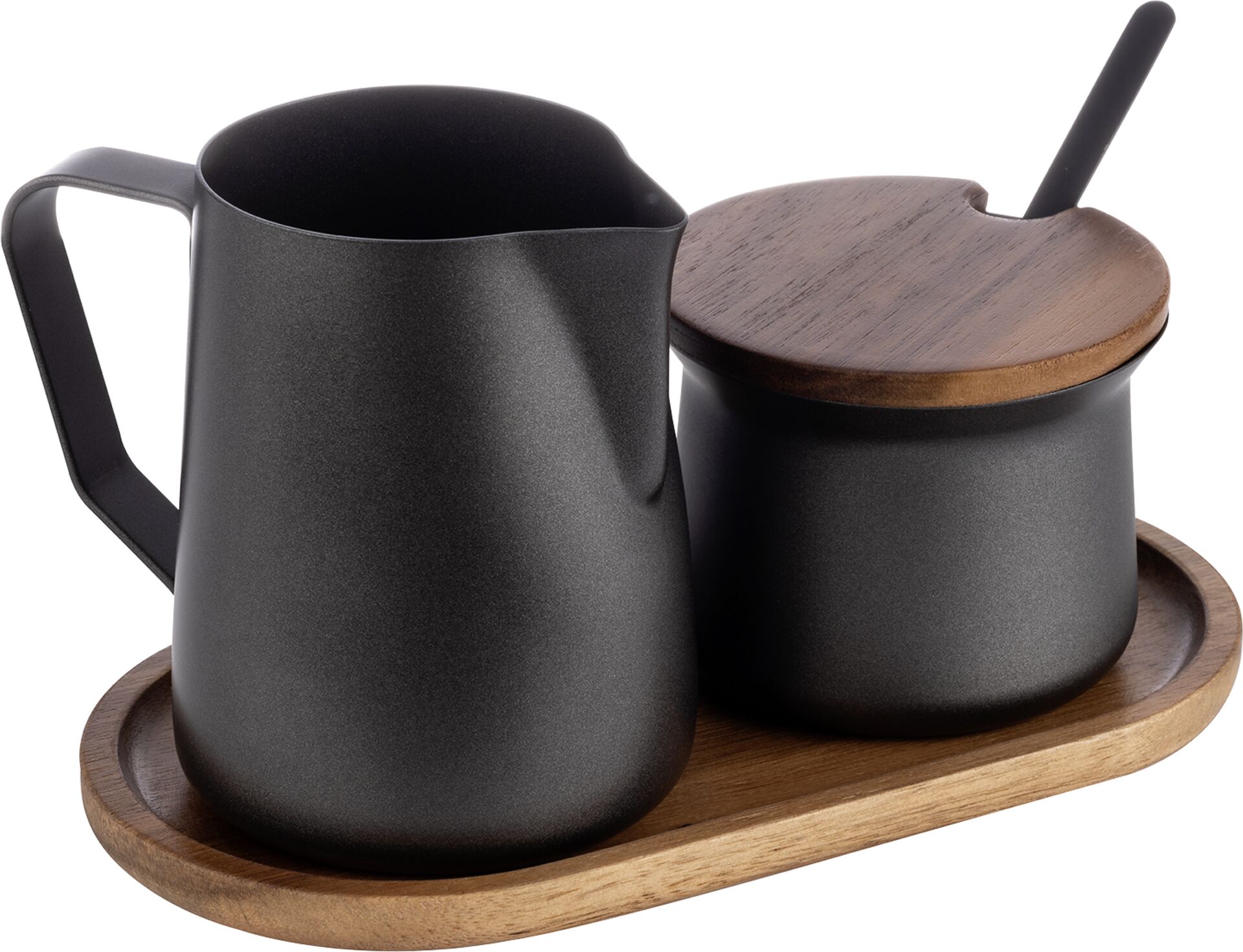 Milch- und Zucker-Set 5-tlg. schwarz, Edelstahl, PTFE beschichtet