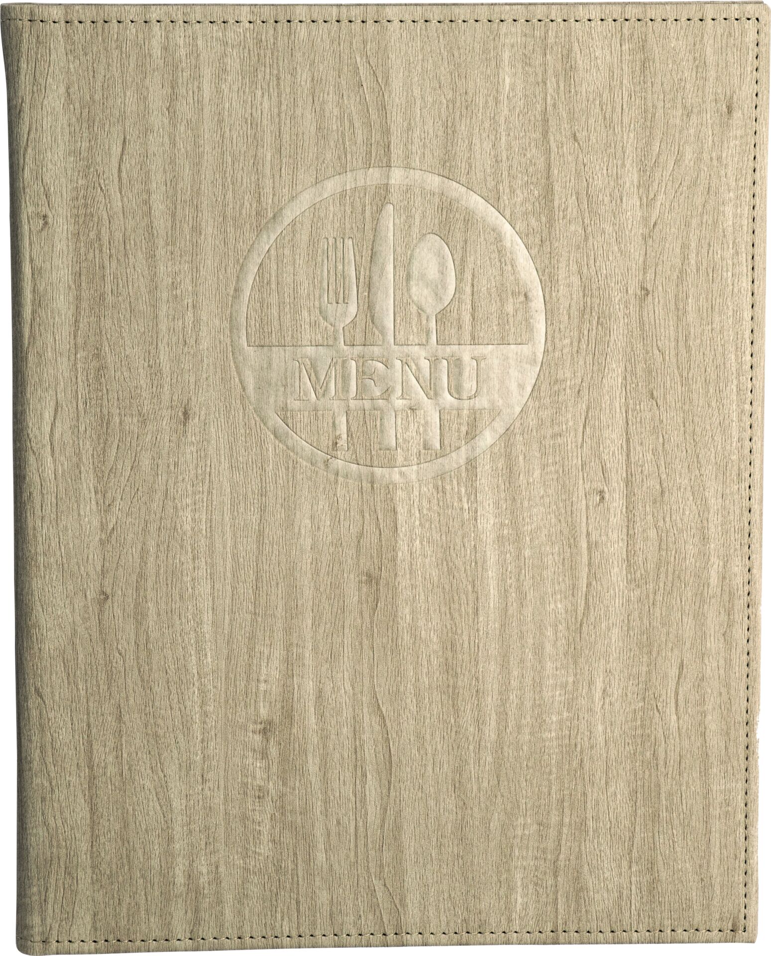 Speisekarte "Madera" A4 Kunstleder mit "MENU"-Logo und BS sand