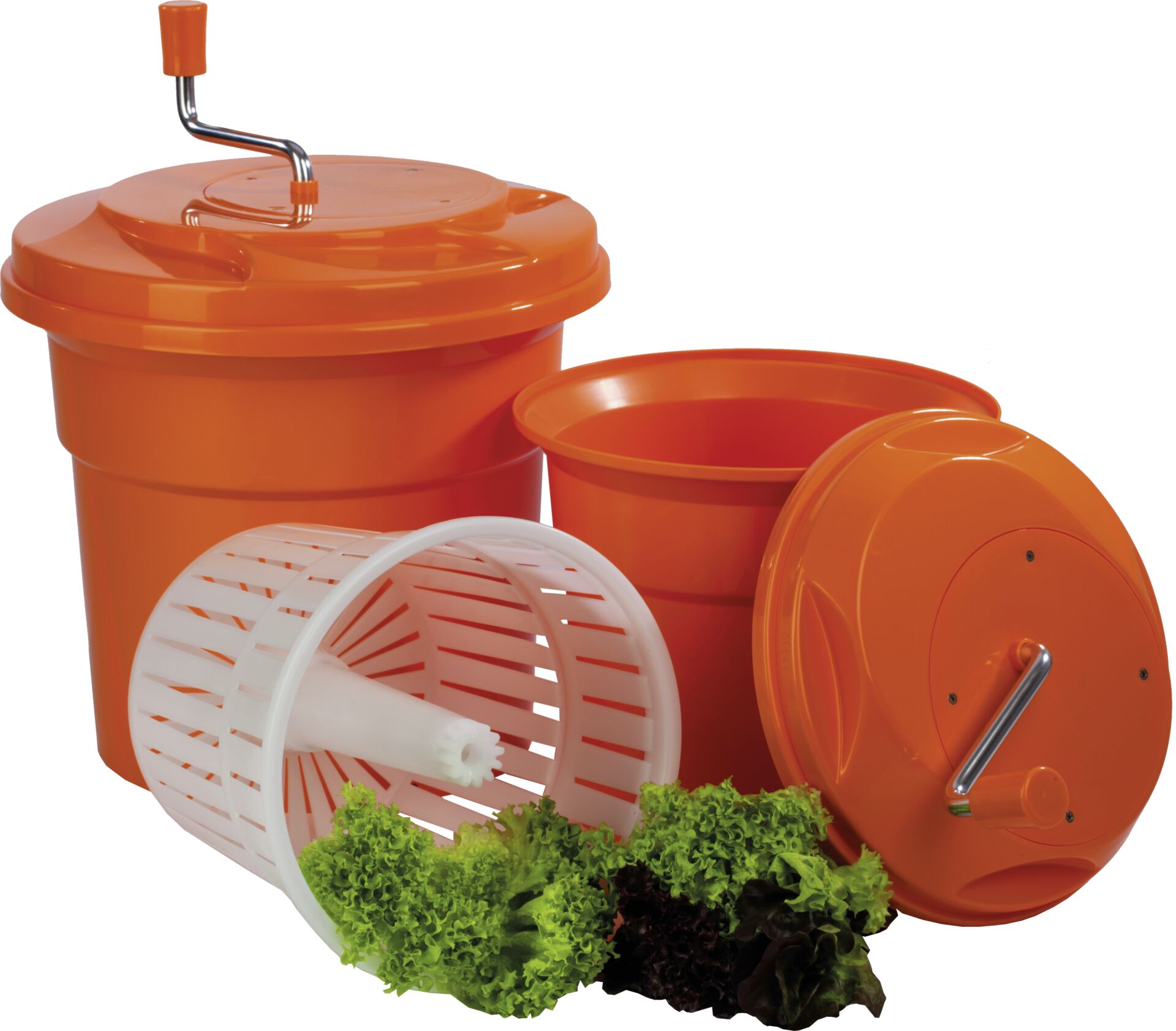 Salatschleuder 20 Liter manuell orangeaus Kunststoff